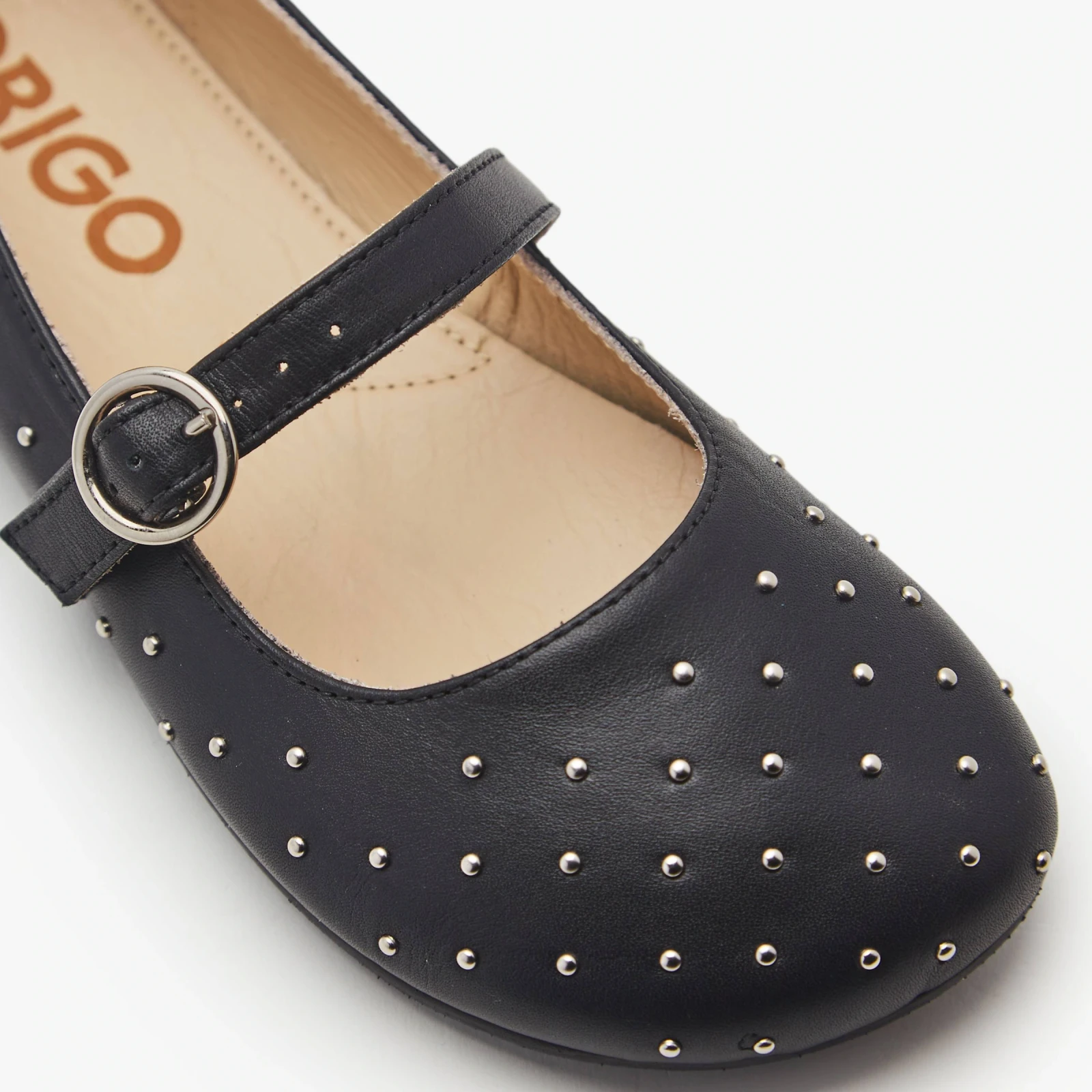 Босоногие туфли Origo Classic Mary Jane — чёрный с заклёпками, фото 2